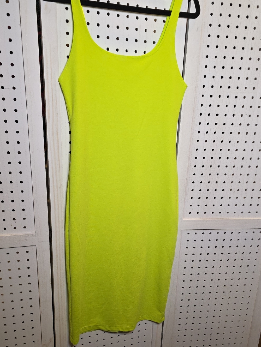 Zara Neon Yellow Midi Tank Dress Large Spagetti Straps